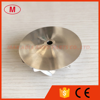 TD04H 15T 6+6 blades 41.93/55.69mm superback Tapered tip angle:0 degree Milling/aluminum 2618/billet compressor wheel
